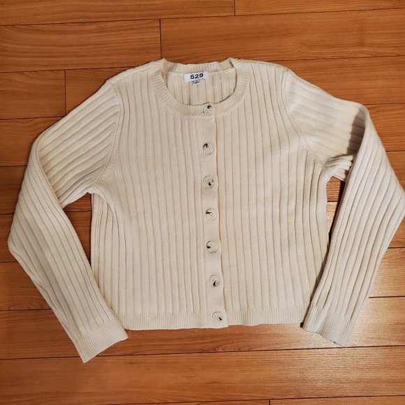 525 Ribbed Button-front Crew Cardigan Sweater - Picture 1 of 3